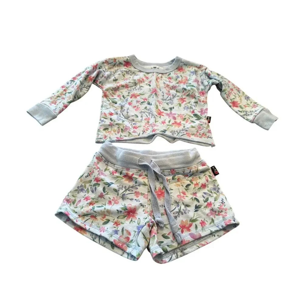 T2love Girls White Long Sleeve Floral Print Lounge Set Size 2 Year